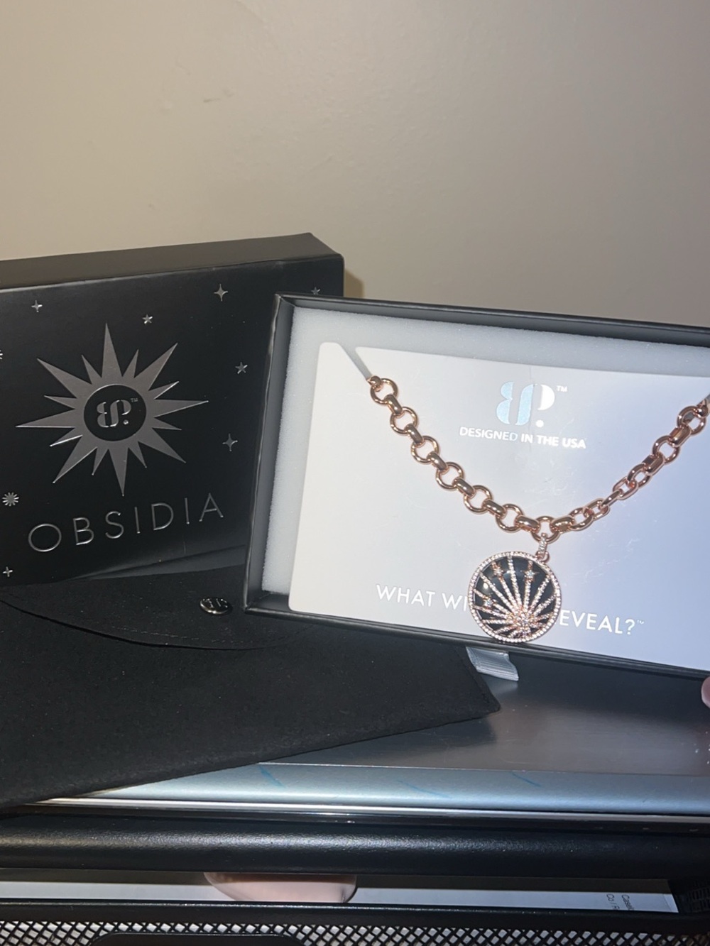 Bomb Party Rose Gold Obsidia Necklace